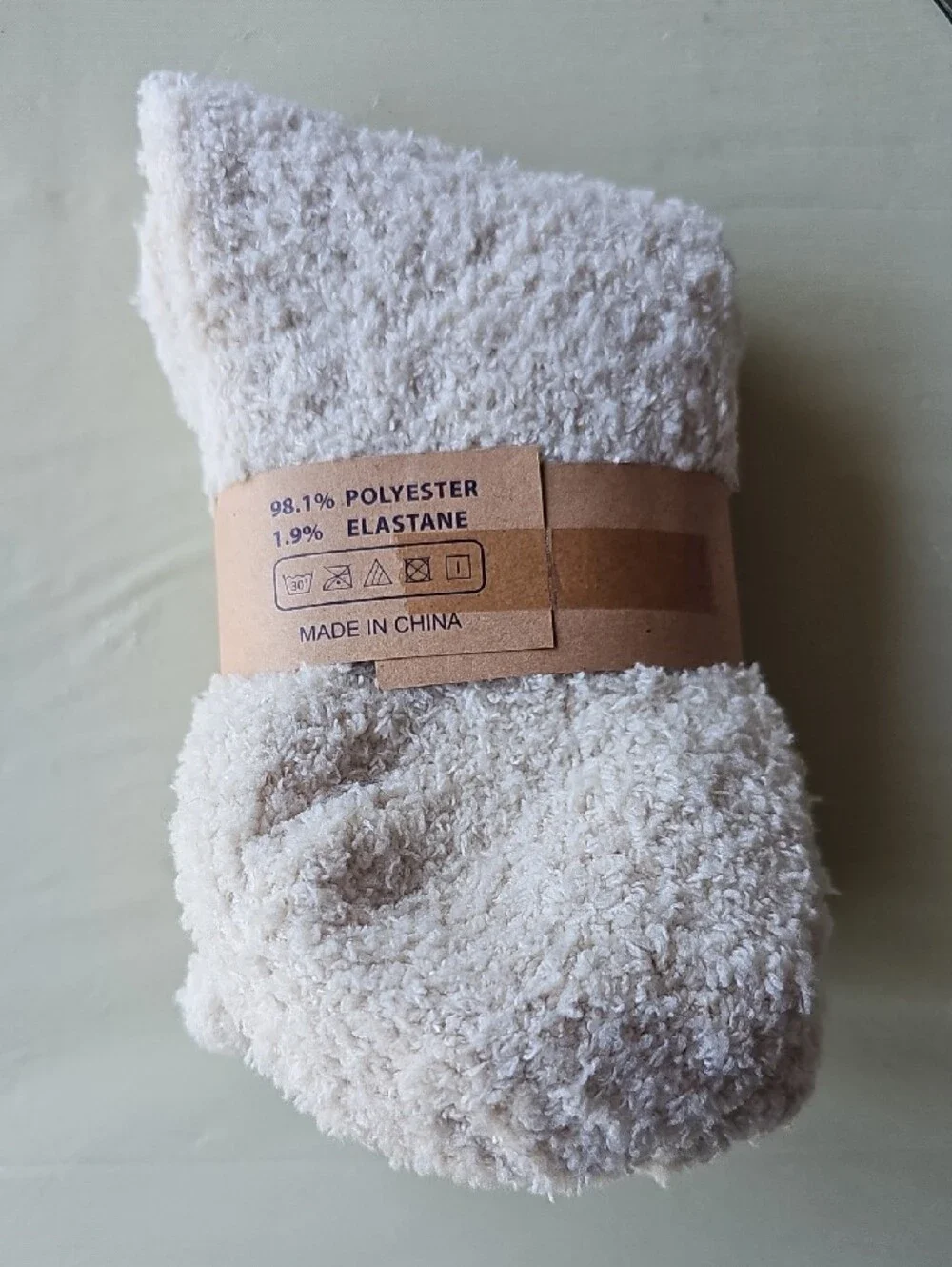 Women's Plush Cream Fuzzy Socks